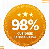 顧客満足度98%の評価を示すバッジ