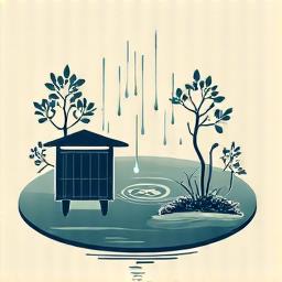 雨水活用と自然循環システムのイラスト