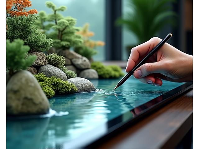 3D設計ソフトウェアで作成された庭園の美しいレンダリング画像