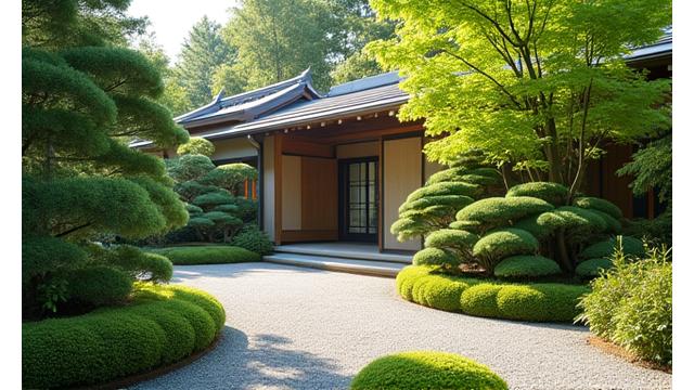 自動灌漑システムが導入された美しい住宅の庭