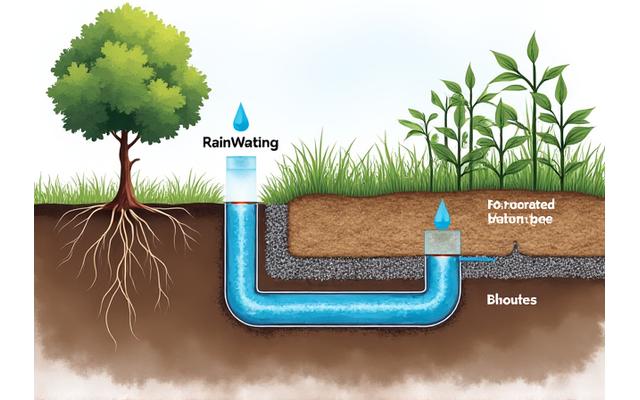 雨水が効率的に排水される庭の断面図