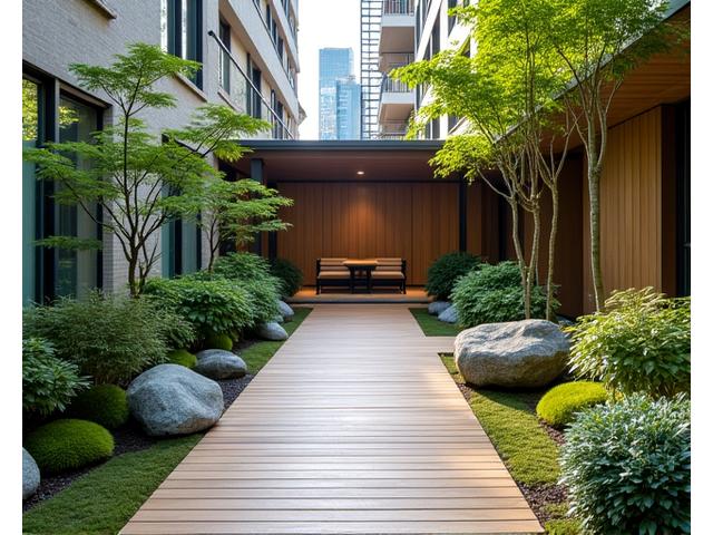 新宿区のマンション共用部を彩る和の心を感じる庭園