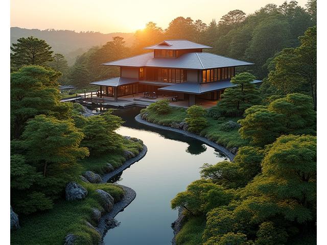 別荘地の広々とした庭園