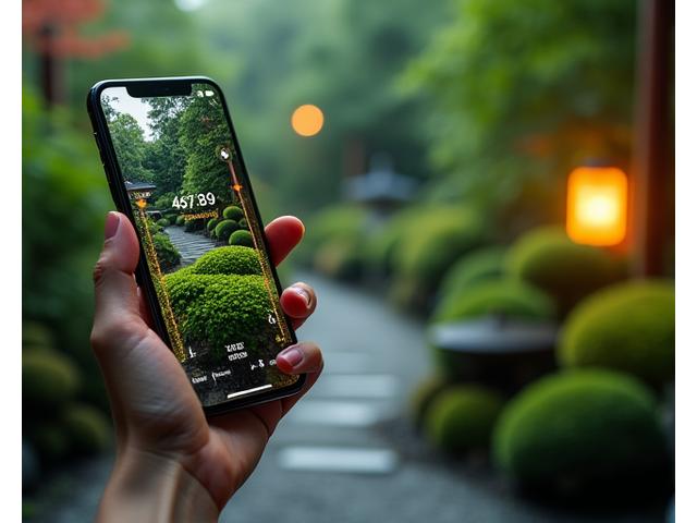 スマートフォンで庭園を管理する近未来的なインターフェース